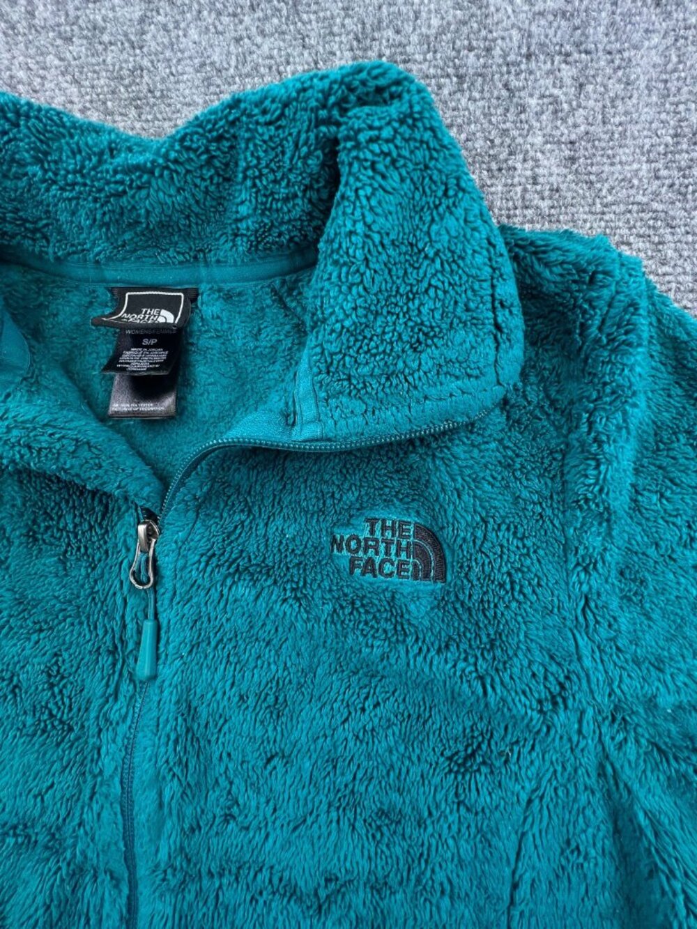 The North Face Blue Fleece Jacket Woman Small Full Zip Logo Zip Pockets FUZZY - Picture 7 of 12